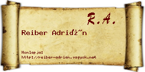 Reiber Adrián névjegykártya